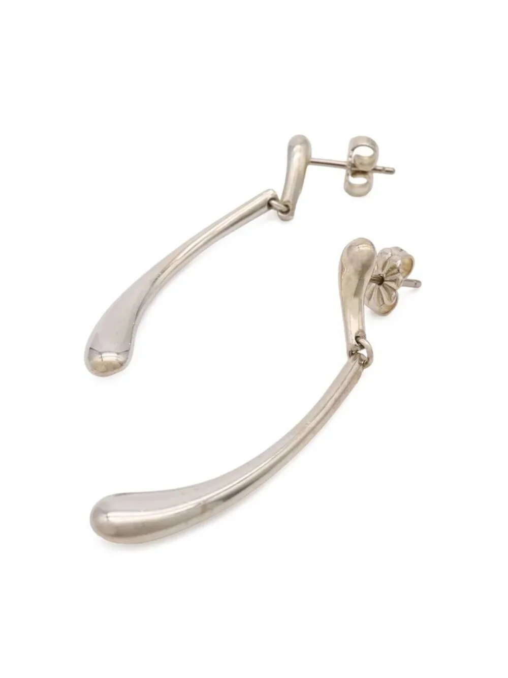 Tiffany & Co Elsa Peretti Elongated Teardrop Earrings Silver